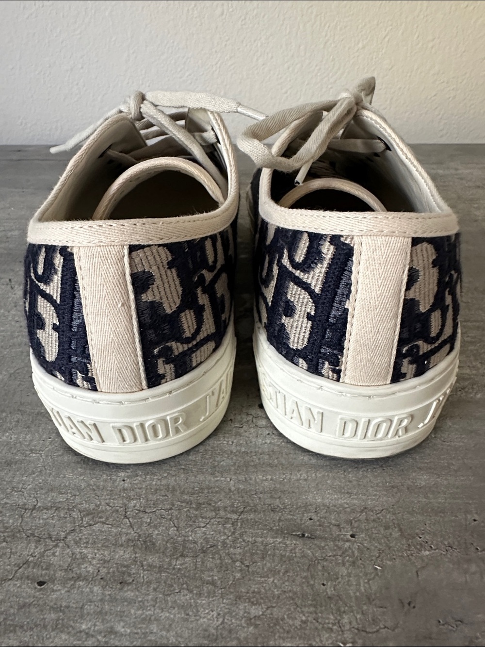 Dior Walk’N’Dior Navy & Cream Oblique Embroidered Logo Low-Top Sneakers Size 38 - Picture 5 of 12